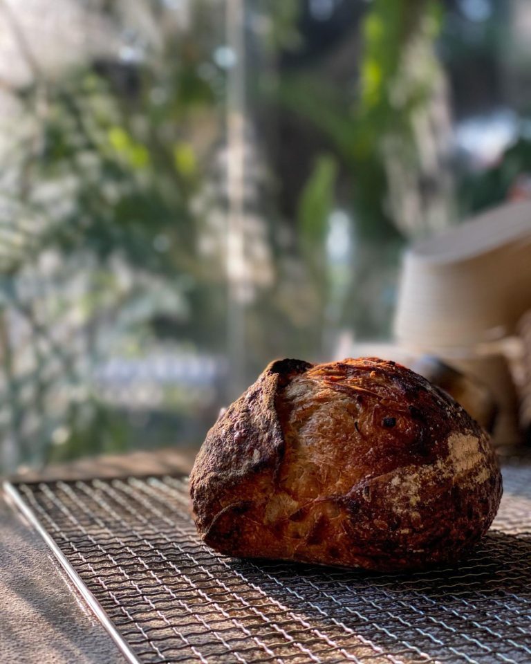 Ground coffee sourdough bread